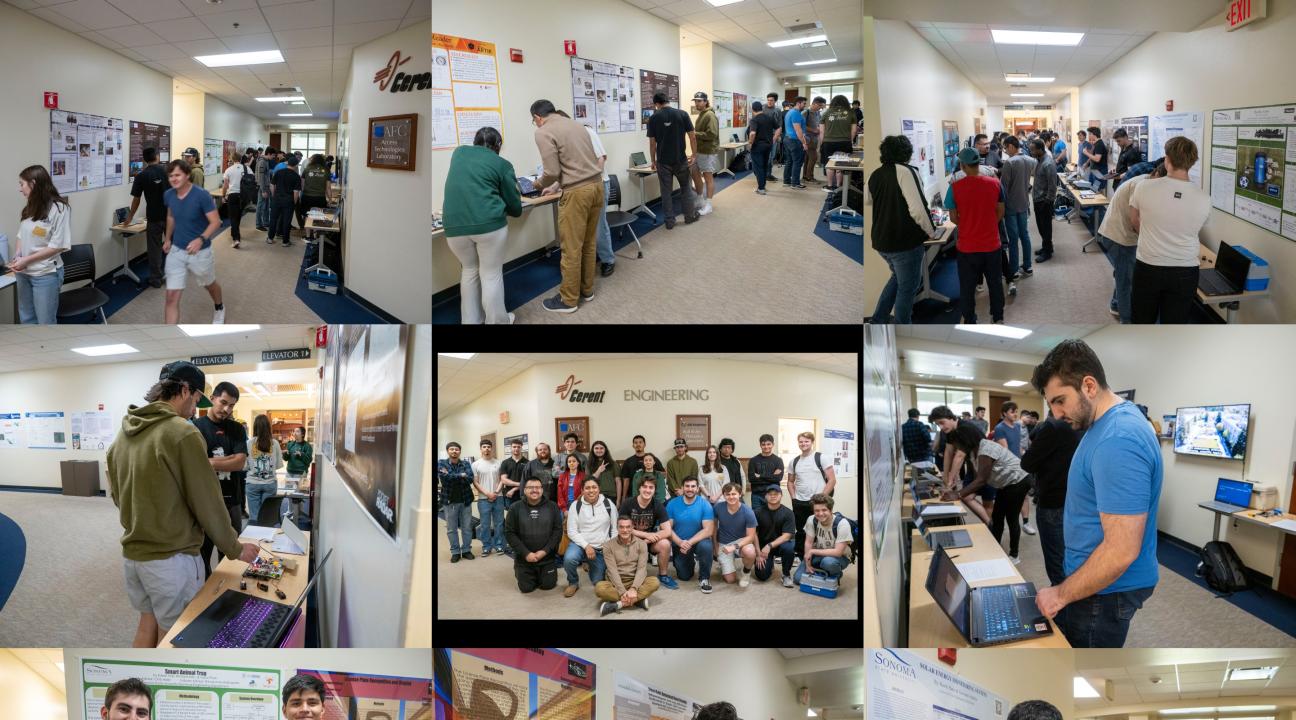 A collage of EE 310 students presenting their projects in Spring 2026, picture 1