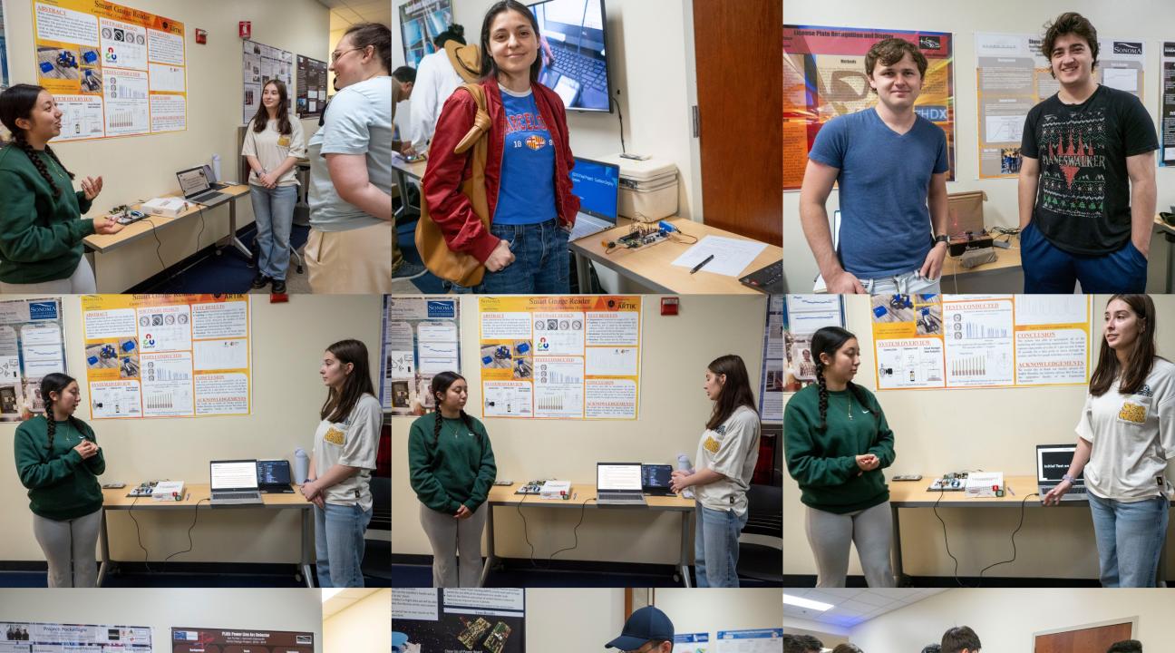 A collage of EE 310 students presenting their projects in Spring 2026, picture 2