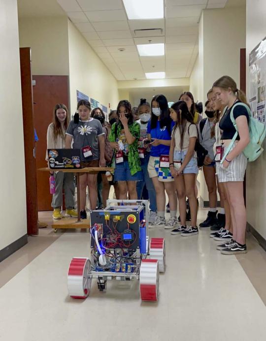 Picture of Tech Trek students observing Lunabotics Rover
