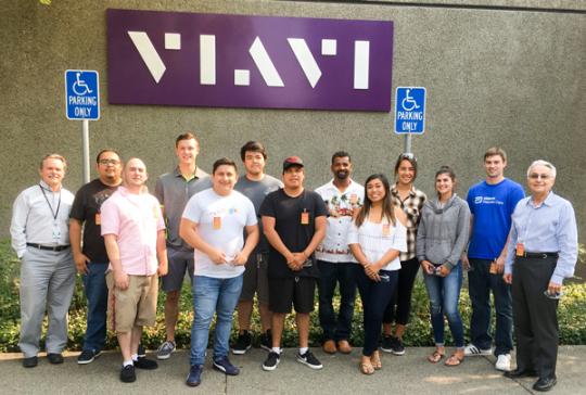 A group picture of students visiting Viavi Solutions Inc.