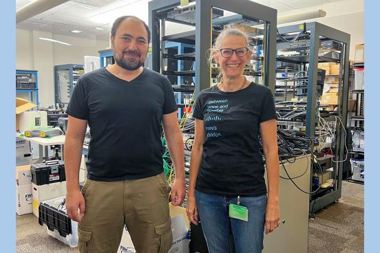 Dr. Mohamed Salem on the left and on the right, Dr. Muffie Wiebe Waterman from Cisco Networking Academy