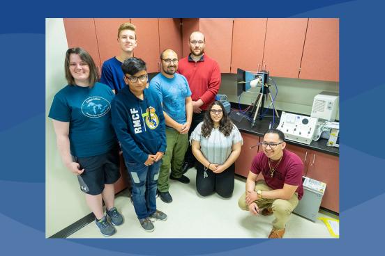 From left to right: Sarah Chesbrough, Miko Brown, Deewas Timsina, Dr. Mohamed Salem, Joseph Haun, Rania Saba, Adam Ortega
