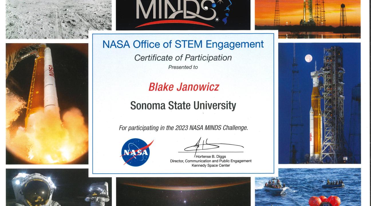 Image of Blake Janowicz Certificate of Participation