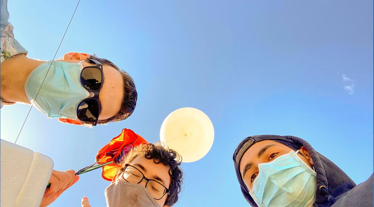 Balloon is ready. From left to right: Nathan Candler, David Story and Andres Rivera