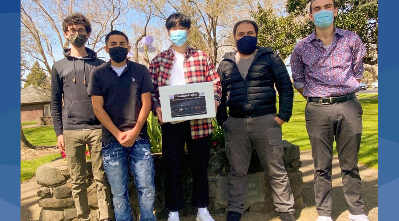 From left to right: David Story, Andres Rivera, Tony Jang, Dr. Mohamed Salem and Nathan Candler
