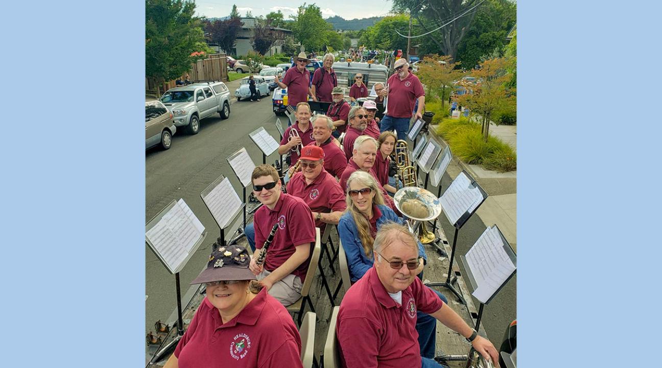 2.	Gabriel playing clarinet with the Healdsburg Community Band at the Fourth of July Concert in 2021