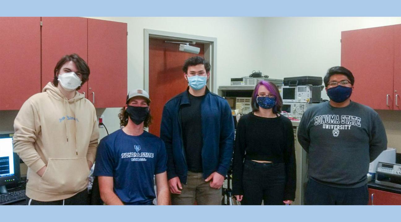 From left to right: Andrew Wolfe, Blake Janowicz, Jason Knight-Han, Alexandria Walker and Jesus Perez-Quintero