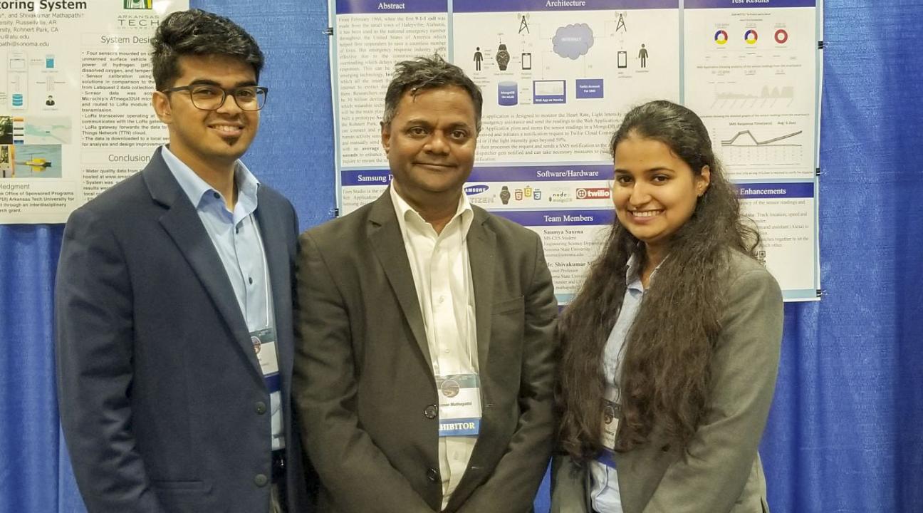 Left to right: Geoff Thomas, Professor Shivakumar Mathapathi and Saumya Saxena