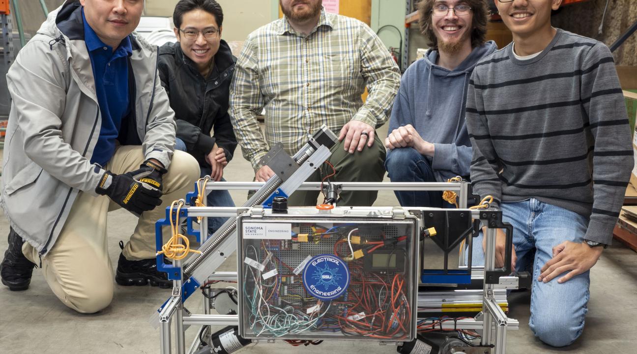 Dr. Nansong Wu along with some of the students involved in NASA Lunabotics