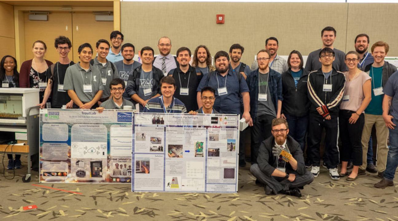 Group Picture of EE Students in the Symposium