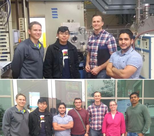 Bottom picture, from left to right: Matthew Rosi, Anthony Arjona, Jesus Gonzalez Villafuerte, Dr. Farid Farahman, Jaoshua Paine, Dr. Corie Ralston and Dr. Sayan Gupta