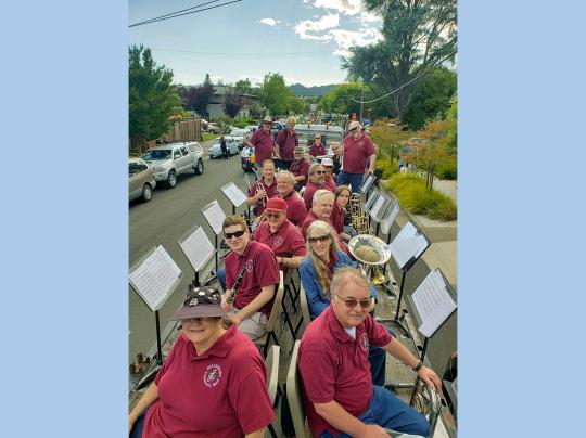 2.	Gabriel playing clarinet with the Healdsburg Community Band at the Fourth of July Concert in 2021