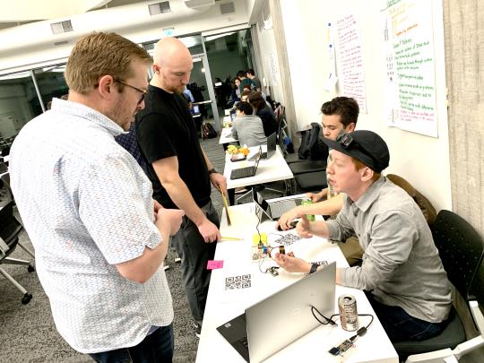 Participants showing their demos to the audience