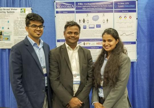 Left to right: Geoff Thomas, Professor Shivakumar Mathapathi and Saumya Saxena